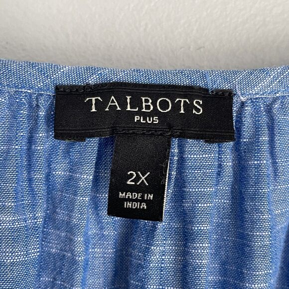 Talbots Tunic Embroidered Blouse Women's 2Xp Blue Cut Outs Tassels Boho India - Picture 3 of 15